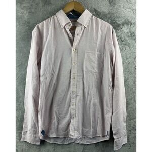 BRAX Cotton Linen Shirt Slubyarn Modern Fit Medium White Red Stiped Medium